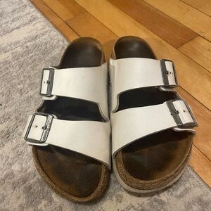 White Buckle Strap Sandals